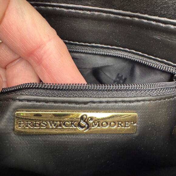 PRESWICK & MOORE Leather Shoulder Purse Double Handle Smooth Black Career - Picture 14 of 15